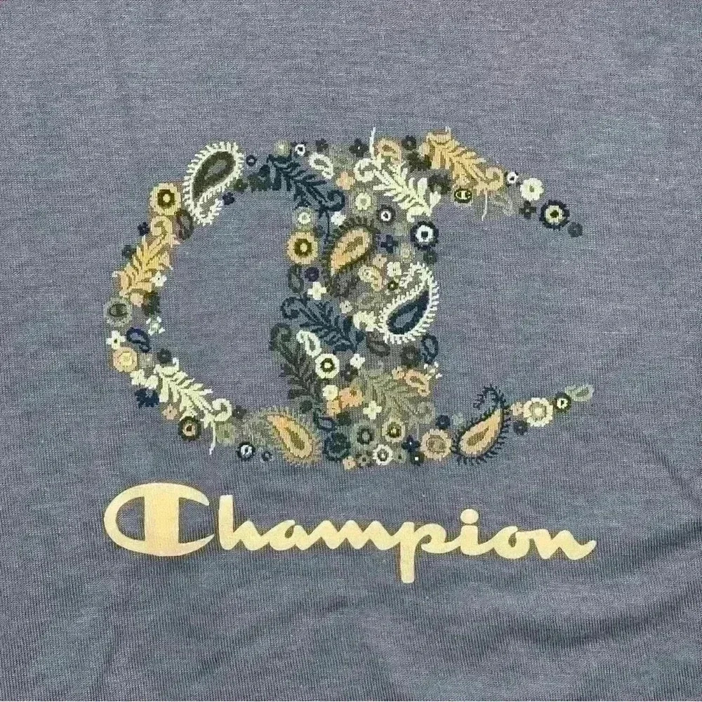 Champion Womens Cropped Graphic-Print T-Shirt Purple Size M New With Tags gym - Picture 7 of 9